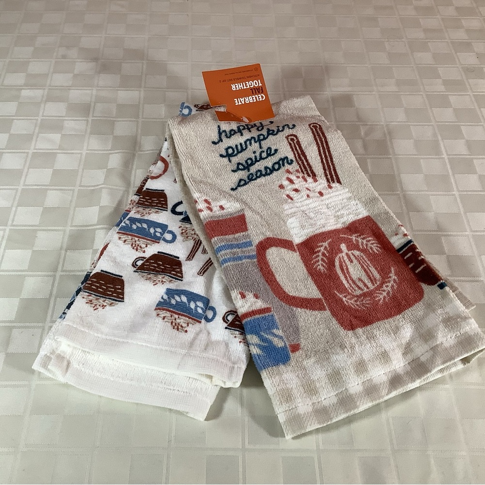New 2 fall kitchen towel set…happy pumpkin spice season!